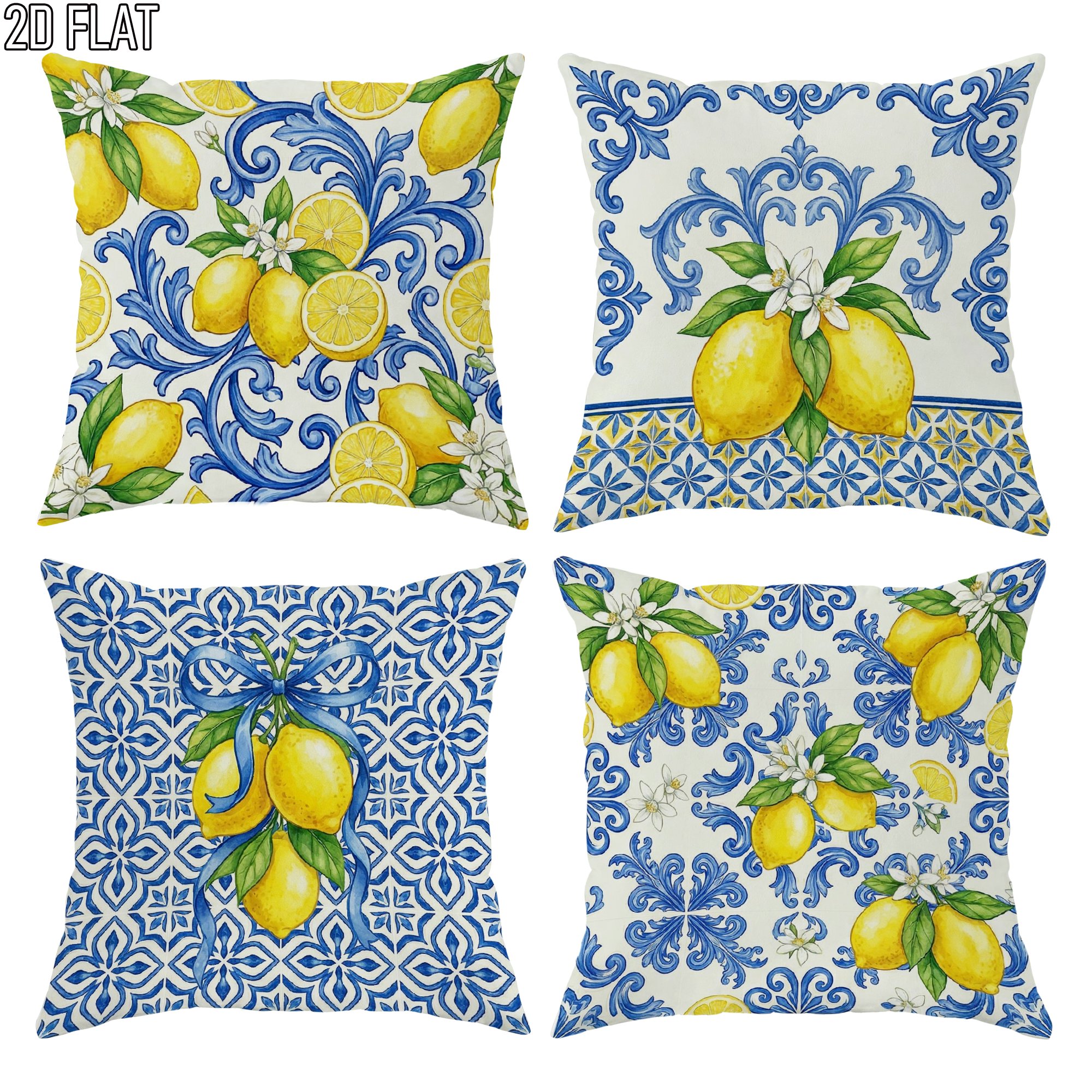 Ceramic Tile Blank - 4Pcs Italian Summer Style Throw Pillow
