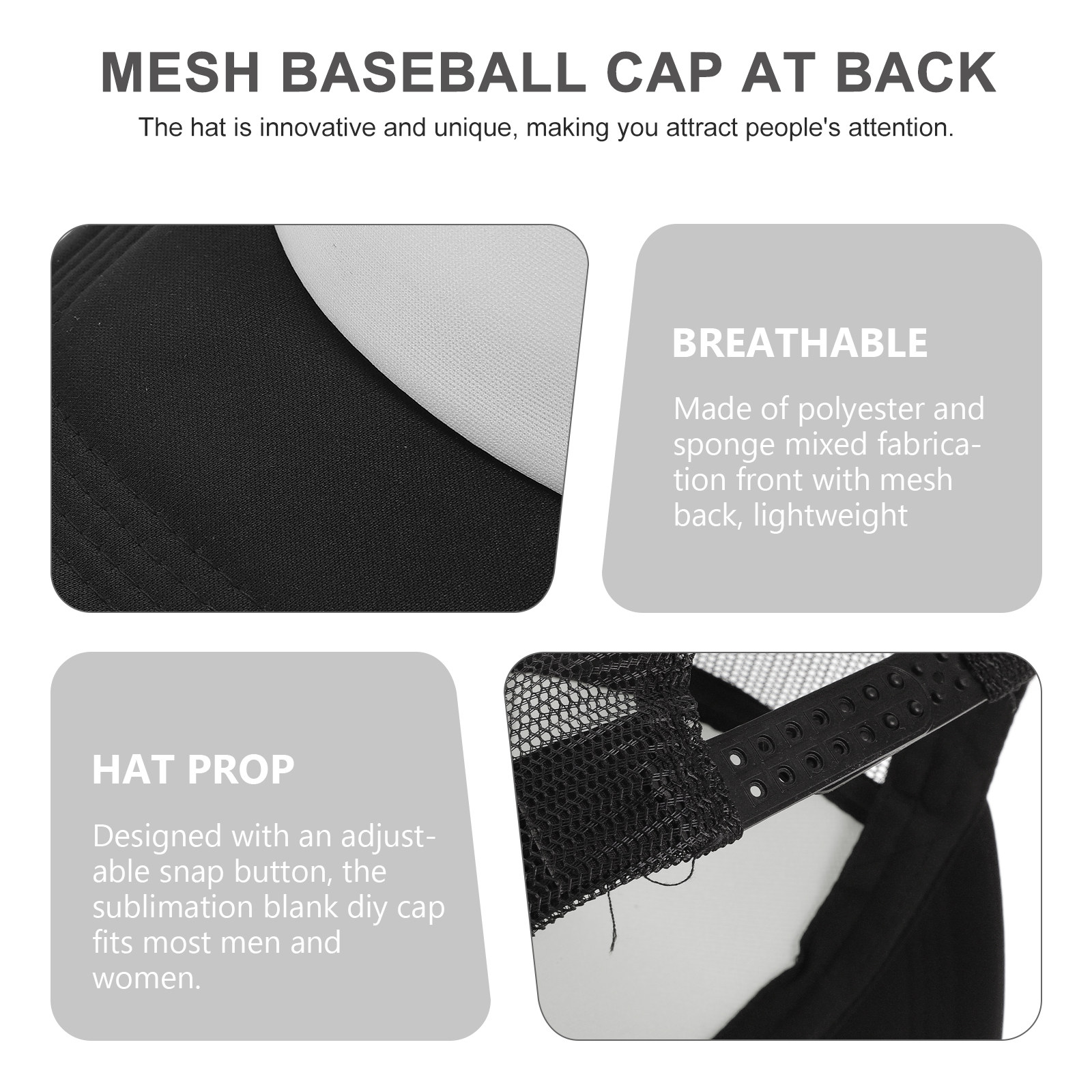 10Pcs Blank Baseball Caps Mesh – обзор и цена Hat Sublimation Blank