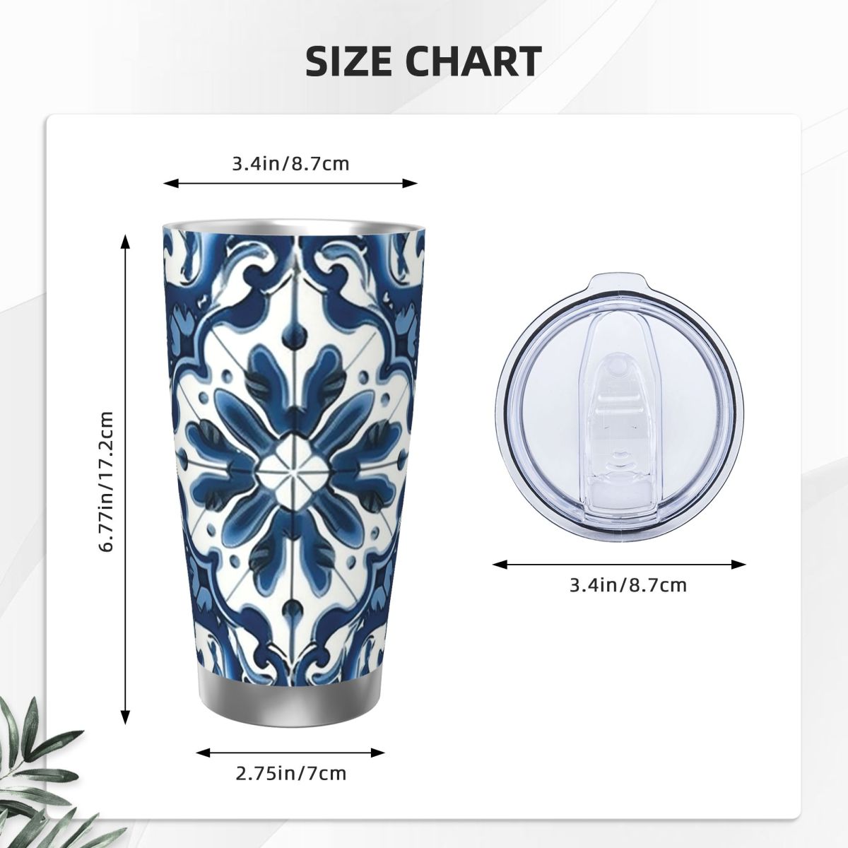 Blue And White Majolica Patter – обзор и цена Tumbler 20Oz White